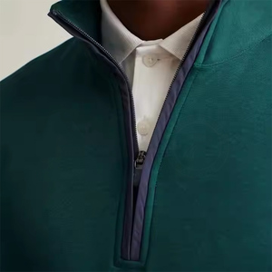 Venta al por mayor de calidad de marca 250GSM Slim Fit Sport Color sólido Golf 1/4 Zip Pullover Logotipo personalizado Hombres Quarter Zip Pullover Térmico - Product Image 6