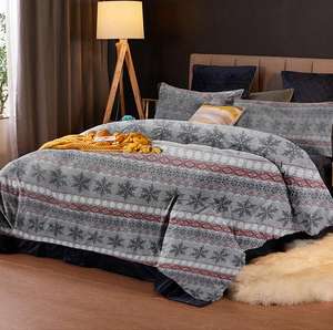 Flannel Waffle <strong>Fleece</strong> 100% Polyester Eco-Friendly OEKO-TEX Certified Luxury 3-Piece Bedding Sheets Set Including <strong>Duvet</strong> <strong>Cover</strong> - Product Image 4