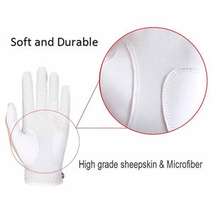 Guantes de golf Antideslizante Blanco y azul Cabretta Guantes de cuero Hombres/hombres Transpirable Alta calidad - Product Image 4
