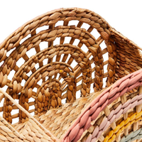 Ensemble de paniers de rangement pour enfants en rotin tissé à la main avec un design arc-en-ciel, organisateur de jouets décoratif et fonctionnel pour la salle de jeux