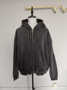 Sweat à capuche zippé personnalisé uni 450 g/m² avec bloc de couleurs Triple Jackets Vintage Acid Wash Zip Hoodies - Product Image 5