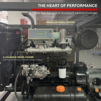 Nettoyeur haute pression diesel 45HP 150 bars 2200 psi pour aéroports, infrastructures ferroviaires, centres commerciaux, systèmes de drainage des eaux usées et dragage