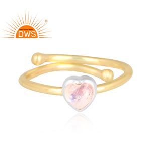 Último diseño hecho a mano 18K chapado en oro Natural Arco Iris Luna piedra preciosa apilable anillo Demi joyería fina fabricante - Product Image 2