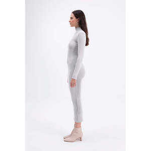 เดรสทรงดินสอถักไหมพรมคอสูง - สีเทา - Product Image 5