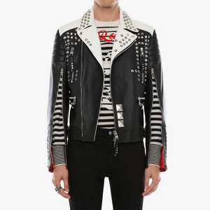 Veste en cuir de vache véritable cloutée pour homme, fermeture éclair, réversible, coupe ample, tailles XS à XL, service OEM disponible - Product Image 5