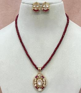 Stylish <b>Gold</b> Tone Chain Pendent <b>Set</b> for Women Beautiful Moissanite <b>Necklace</b> <b>and</b> <b>Earrings</b> for Wedding Wear For Women <b>And</b> Girls - Product Image 2