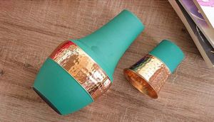 High Quality Pure Copper Bedroom <b>Bottle</b> with Inbuilt Glass Premium Packaging, Ayurvedic Copper Vessel, Made in India <b>Metal</b> - Product Image 2