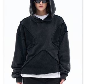 Sweat à capuche surdimensionné pour homme 400 Gsm avec épaules tombantes Design boxy Teint uni Imprimé DTG pour la saison hivernale - Product Image 3