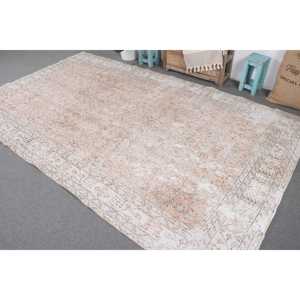 พรมตุรกีขนาด 6.2x10.2 ฟุต พรมวินเทจ พรมขนสัตว์สีขาวลายนามธรรม - Product Image 2