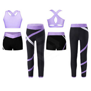 Juego de yoga sin costuras de 3 piezas con logotipo frontal sólido de talla grande para mujer de la mejor calidad para gimnasio Fitness Spandex/Material de nailon - Product Image 3