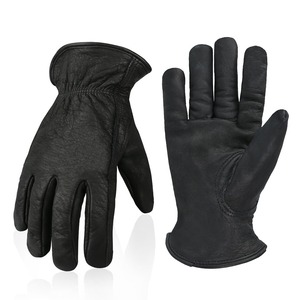 Guantes de trabajo de cuero para jardín doméstico, protección resistente al agua, forro polar, piel de vaca, unisex - Product Image 5