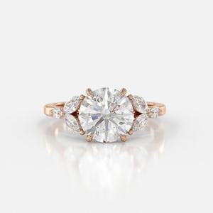 Clásico Original 3CTW Moissanite anillo de compromiso 14K hoja de oro sólido flor diseño romántico joyería fina para bodas nupcial - Product Image 3