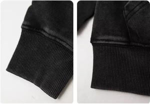 Conjunto de gimnasio de algodón 100% al por mayor impresión personalizable 465 GSM chándal lavado con ácido de dos piezas Sudadera con capucha de peso pesado Conjunto de jogging de invierno - Product Image 5