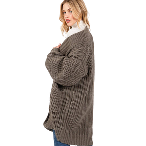 Surdimensionné Chunky Tricot Femmes Manteau Élégant De Mode À La Mode Doux Confortable Chaud Pull Poches Lâche Coupe Automne Garde-Robe Tricoté Manteau - Product Image 2