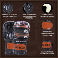 Guantes de Entrenamiento de Sparring MMA BLAZEFIGHTGEAR, Cuero Vacuno, Secado Rápido, Absorción de Humedad, para Entrenamientos con Saco de Boxeo, Boxeo en Jaula