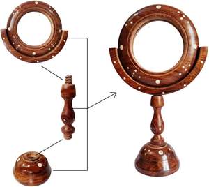 Magasin de bois petit miroir à main en bois de sheesham miroir en bois fait à la main - Product Image 3