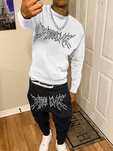 Premium Men Casual 2 Piece Set Custom Printed Design Breathable Tracksuits Top Notch <b>100</b>% Cotton Full Sleeves Sweat Suits - Product Image 3