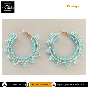 Vente en gros de boucles d'oreilles rondes en turquoise blanche de haute qualité pour femmes, à prix compétitif sur le marché - Product Image 4
