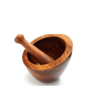 Premium Handcrafted <b>Wooden</b> Acacia Mortar and Pestle <b>Set</b> for Grinding Spices Herbs Seasonings Stylish Durable <b>Kitchen</b> Tools Decor - Product Image 2