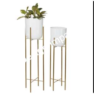 Ensemble de jardinières nickelées avec support Présentoir de sol Vente en gros Jardinières et pots de fleurs d'intérieur les plus tendances pour la décoration de la maison - Product Image 4