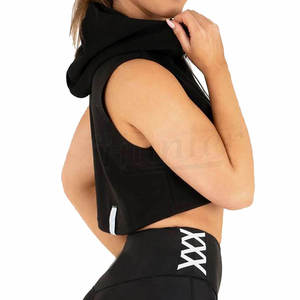 Vente en gros de pulls à capuche sans manches décontractés à la mode pour femmes, sweats à capuche courts sexy pour la course et l'entraînement pour femmes - Product Image 4