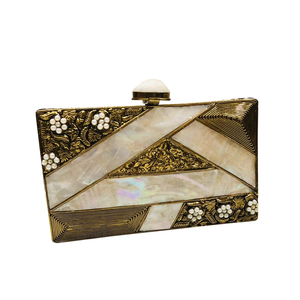 Handcrafted Designer Evening Clutch <b>Bag</b> Luxury Epitome with Vintage Envelope <b>Tassel</b> Crystal Stones and Brass Artisan Inspired - Product Image 1