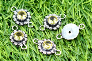 อุปกรณ์ทำเครื่องประดับ ตัวเชื่อมแบบวงแหวนคู่ ชุบทองคำ 18k บนเงินโบราณ ประดับพลอยซิทรินรูปไข่ รุ่น NC35 ยี่ห้อ Prem Bhaya - Product Image 5