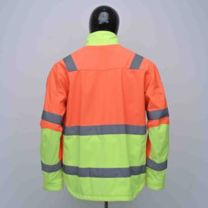 Chaqueta de Seguridad de Alta Visibilidad Reflectante de Dos Tonos Naranja y Verde Neón para Trabajadores de la Construcción, Cierre Completo, Ropa de Trabajo Industrial ANSI - Product Image 3