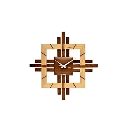 Horloge murale cadre carré moderne forme carrée à l'intérieur des aiguilles finies polies horloge de chevet en bois inde horloge à visage unique