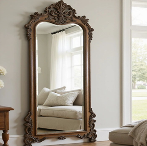 กระจกบานยาวเต็มตัวสไตล์ฝรั่งเศสสีเงินหรูหราพร้อมรายละเอียดลายนูนสำหรับตกแต่งห้องนอนมีจำหน่ายในราคาขายส่ง - Product Image 2