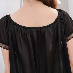 Conjuntos de pijamas transpirables para mujer, venta al por mayor de invierno, ropa de dormir de seda y ropa de dormir larga, pijamas suaves de manga corta para mujer, logotipo personalizado - Product Image 2