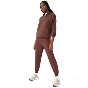 Pantalon de jogging polaire respirant d'hiver pour femmes coupe régulière taille élastique Streetwear avec design solide pour le yoga ou les longues promenades - Product Image 3