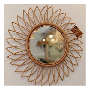 Miroir mural en rotin design personnalisé miroir rond naturel fait main pour chambre d'hôtel, villa de villégiature, spa, décoration intérieure, vente en gros disponible - Product Image 2