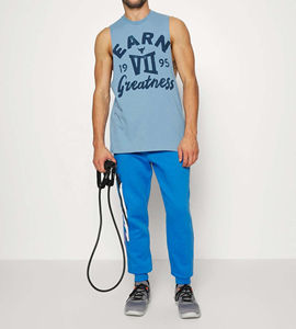 Camisetas sin mangas de alta calidad con logotipo personalizado, camiseta sin mangas de algodón elástico transpirable atlética para gimnasio, camiseta sin mangas cortada de gran tamaño para hombres - Product Image 3