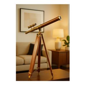 Telescopio Clásico de Metal y Madera, Acabado en Latón Hecho a Mano, Decoración Náutica para el Hogar, Biblioteca u Oficina - Product Image 1
