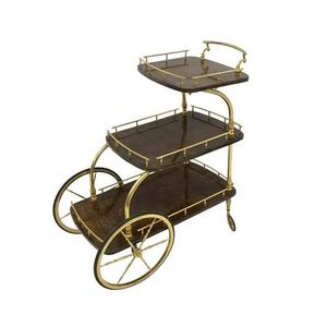 Chariot de service en fer à 2 niveaux fait à la main Chariot de service de nourriture de taille personnalisée de la meilleure qualité pour les restaurants - Product Image 4