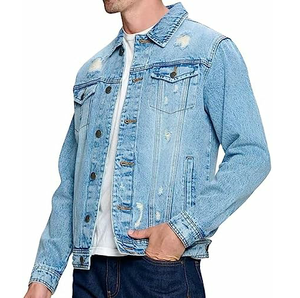 Chaqueta vaquera de marca elegante para hombre, nuevo diseño transpirable con buena calidad, color sólido, estilo informal suelto para invierno, suministro ODM - Product Image 2