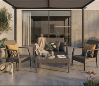 Ensemble de meubles de patio en rotin pour l'extérieur, 4 pièces, résistant aux intempéries, en osier PE, ensemble de canapé et table de jardin