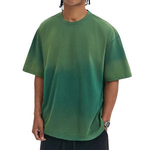 เสื้อยืดสตรีทแวร์แบบใหม่ล่าสุด ลวดลายปะแบบทำเก่า ล้างสีแบบแอซิด เนื้อผ้าหนา สำหรับผู้ชาย - Product Image 4