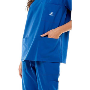 Ensemble de gommage cargo à col montant bleu uniforme d'infirmière solide uniforme décontracté avec poche vêtements de travail professionnels ensembles d'uniformes de gommage - Product Image 4