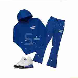 Fabricants Ensembles de pantalons de survêtement deux pièces personnalisés Ensemble de survêtements pour hommes Sweats à capuche et pantalons évasés - Product Image 5