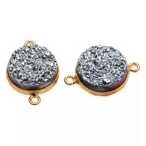 925เงินสเตอร์ลิงดรูซี่พลอยสโตนตัวเชื่อมชุบทองรูปทรงฝาเครื่องประดับห่วงโซ่ประเภทการค้นพบ - Product Image 2