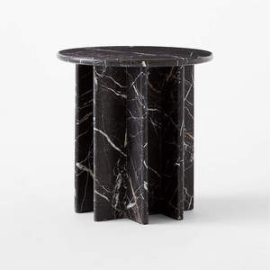 Mesa auxiliar de mármol de textura blanca y negra de primera calidad con diseño moderno, mesa de acento de piedra hecha a mano, decoración de lujo para el hogar para las nuevas tendencias - Product Image 2