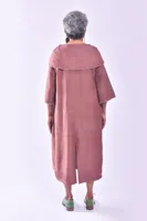 Robe longue éco-responsable 100 % coton style bohème à col et manches à volants, teinte unie, pour grossistes et détaillants de boutiques