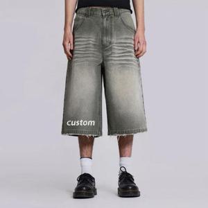 Trendy High Quality Men's Baggy Denim <b>Shorts</b> Fashionable Washed Summer Half Pant Custom Color Wash Blank Heavy Jeans for Big <b>Boy</b> - Product Image 1