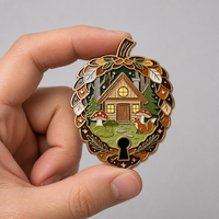 Broche personnalisée en émail motif citrouille et trou de serrure, renard de la forêt, en alliage de zinc plaqué or, imitation antique moderne, pour costume