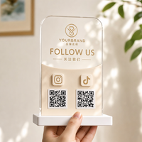 Support d'affichage personnalisé en acrylique pour les réseaux sociaux, plaque de code de bureau pour produits en acrylique de restaurant, promotion commerciale pour boutiques