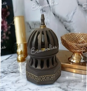 กระถางธูปกลมไม้ไผ่งานแฮนด์เมดสไตล์ไม่เหมือนใครเครื่องหอมสไตล์โดมเครื่องหอมปิดสำหรับสวดมนต์ Puja บ้านสำนักงานร้านค้า - Product Image 2