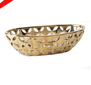 Cuenco para servir frutas de acero inoxidable con acabado dorado de aspecto increíble para restaurante y bar de hotel - Product Image 1