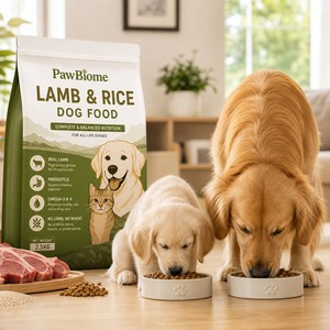 Nourriture sèche pour chiens au bœuf et au riz pour toutes les phases de vie, croquettes pour chiens à ventre sensible avec probiotiques et huile de poisson, étiquette privée OEM en vrac - Product Image 1